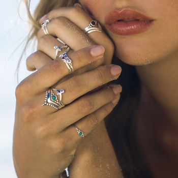 Holi Jewel Silver Stacking Ring, 5 of 10