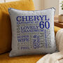 Personalised 60th Birthday Word Art Cushion, thumbnail 5 of 8