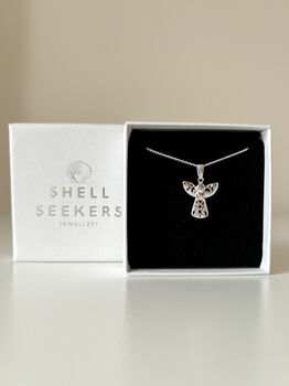 Sterling Silver Filigree Angel Pendant Necklace, 2 of 9