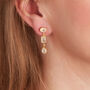 Rainbow Moonstone 18 K Gold And Silver Drop Earrings, thumbnail 1 of 12