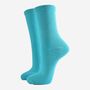 Women's Bamboo Socks Plain Turquoise, thumbnail 2 of 5