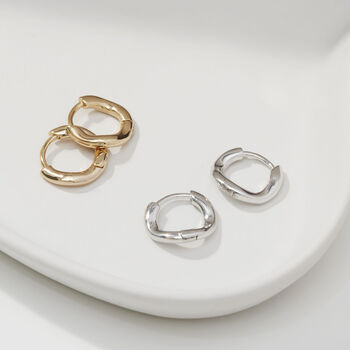 Ripple Hoop Earrings Silver Or 18ct Gold Plate, 3 of 6