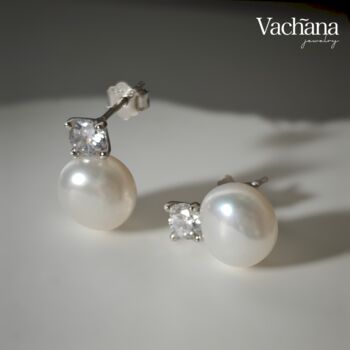 Sterling Silver Wedding Pearl Earrings, 3 of 7