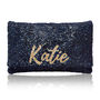 Black Or Navy Sequin Name Clutch, thumbnail 7 of 9