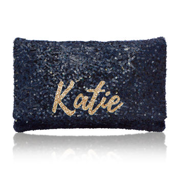 Black Or Navy Sequin Name Clutch, 7 of 9