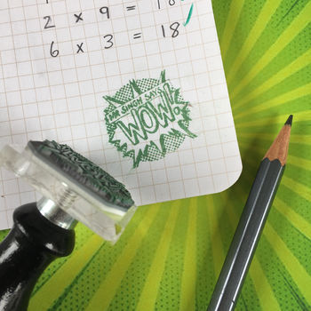 Personalised Pop Art Teacher Stamp + Ink Pad, 2 of 3