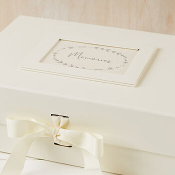 Large Ivory Card Memory Box With Grosgrain Ribbon, 2 of 4