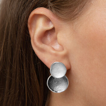 Matte Silver And Grey Double Disc Stud Earrings, 3 of 3