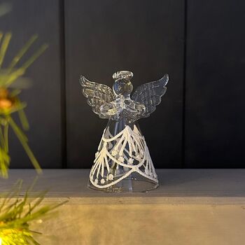 Glass Angel With Frosted Skirt Christmas Decoration, 2 of 2