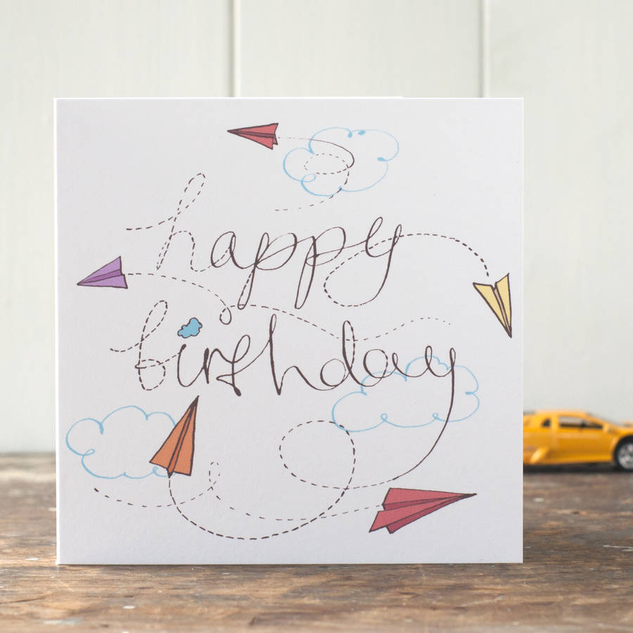 boys paper plane happy birthday card by inkpaintpaper ...