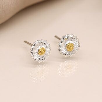 Sterling Silver Sunflower Stud Earrings, 2 of 5