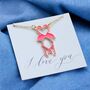 Pink Flamingo Lovebird Necklace, thumbnail 1 of 7