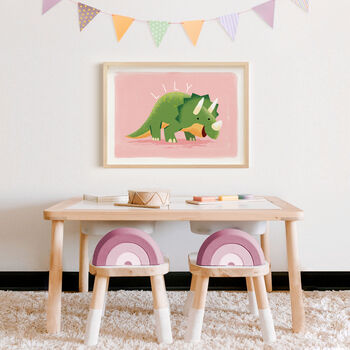Personalised Dinosaur Name Print Featuring Triceratops, 4 of 10