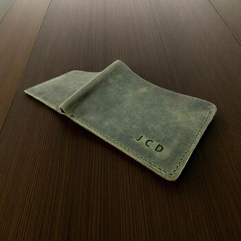 Personalised Handmade Leather Slim Wallet Gift For Him, 7 of 12