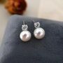 Kate Crystal White Ivory Pearl Drop Ball Gift Earrings, thumbnail 2 of 5