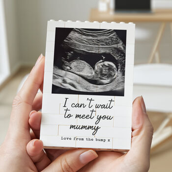 Personalised Baby Scan Photo Block Keepsake, First Mother's Day And Pregnancy Announcement Gift, 9 of 12