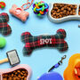 Personalised Christmas Tartan Dog Bone Toy, thumbnail 3 of 4