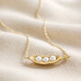 Pearl Three Peas In A Pod Pendant Necklace In Gold, thumbnail 3 of 6