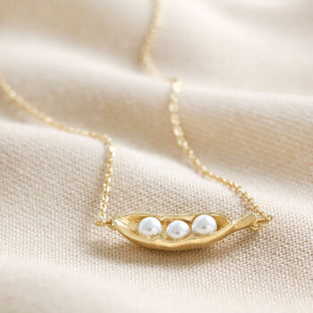 Pearl Three Peas In A Pod Pendant Necklace In Gold, 3 of 6