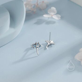 Manta Ray Fish Stud Earrings Sterling Silver, 5 of 11