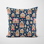 Blue Gingerbread House Christmas Cushion, thumbnail 4 of 7