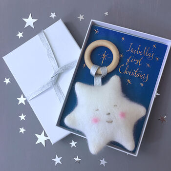 Star Cashmere Baby Teether In Personalised Gift Box, 5 of 12