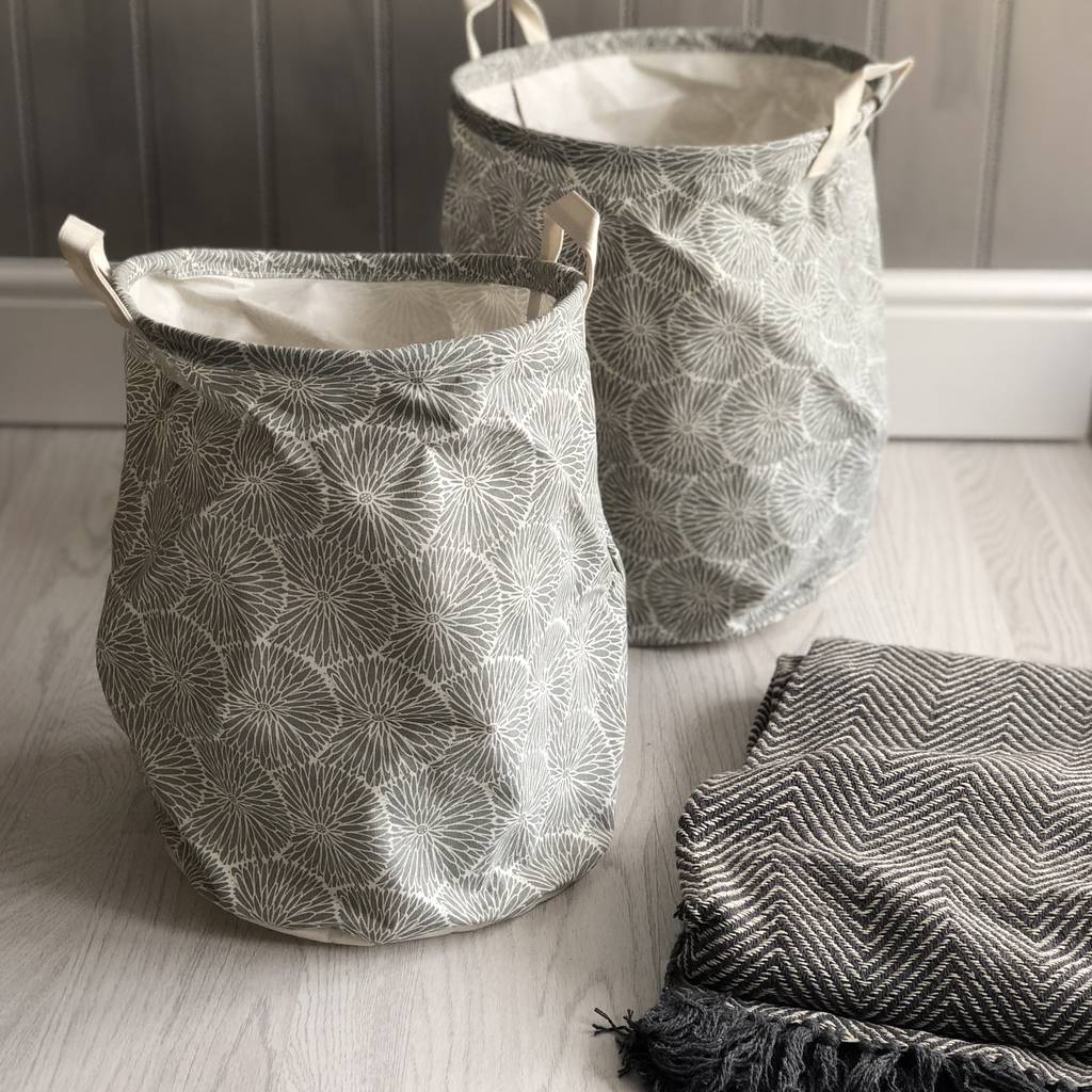 grey storage tubs by the contemporary home