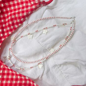 White Beaded Star Charm Necklace, 4 of 5