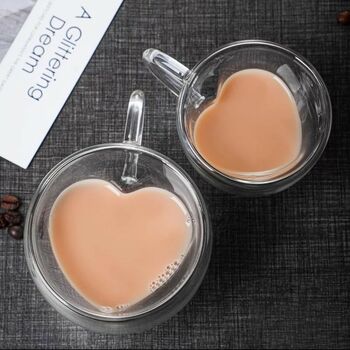 Double Wall Heart Shaped Tea Coffee Mug, 3 of 3