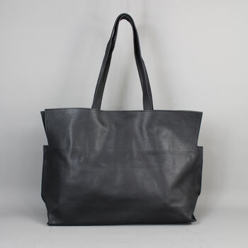 Large Black Leather Tote Bag, 2 of 8