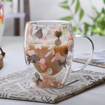 Dried Petals Double Wall Glass Cup, 3 of 3