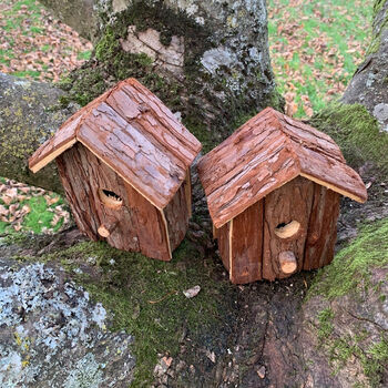 Set Of Two Barkwood Birdhouse Nest Boxes, 2 of 6