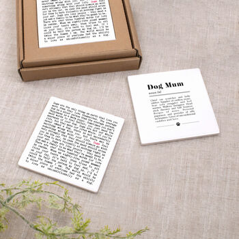 Set Of Two Ceramic Dog Mum Coasters In Gift Box, 3 of 10
