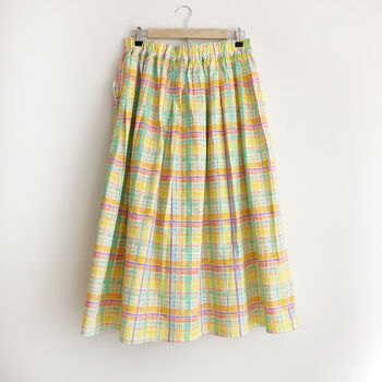 Pastel Check Cotton Midi Skirt, 4 of 6