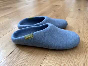 Blue 100% Wool Indoor Slippers Made In Nepal, 5 of 5