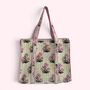 Pink And Green Stripe And Floral Cotton Quilted Tote Bag, thumbnail 1 of 5