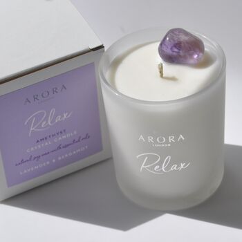 Relax Amethyst Crystal Candle For Relaxing And De Stress, 3 of 6