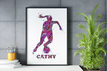 Girl Soccer Personalised Sketch Print, 6 of 7