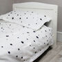 Navy Embroidered Star Cot Bed Duvet And Pillowcase Set, thumbnail 3 of 4