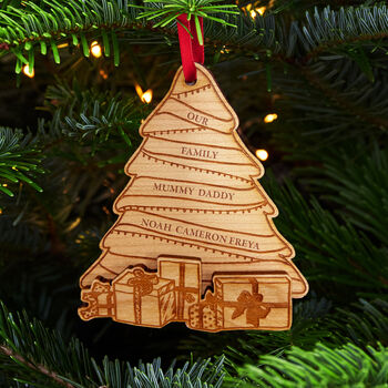 Wooden Family Tree Personalised Christmas Decoration, 8 of 8