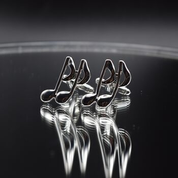 Music Note Cufflinks Gift For Musicians 316 L Stainless Steel Accessory, 4 of 6