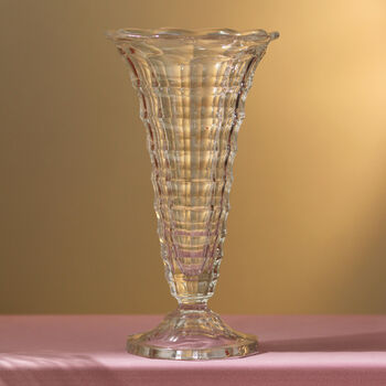 Vintage Mid Century Art Deco Glass Vase Clear, 2 of 2