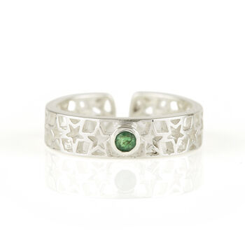 Amber Star Emerald Silver Midi Ring Or Toe Ring, 3 of 8