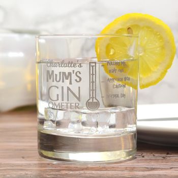Personalised Gin 'Ginometer' Tumbler Glass For Mum, 2 of 3