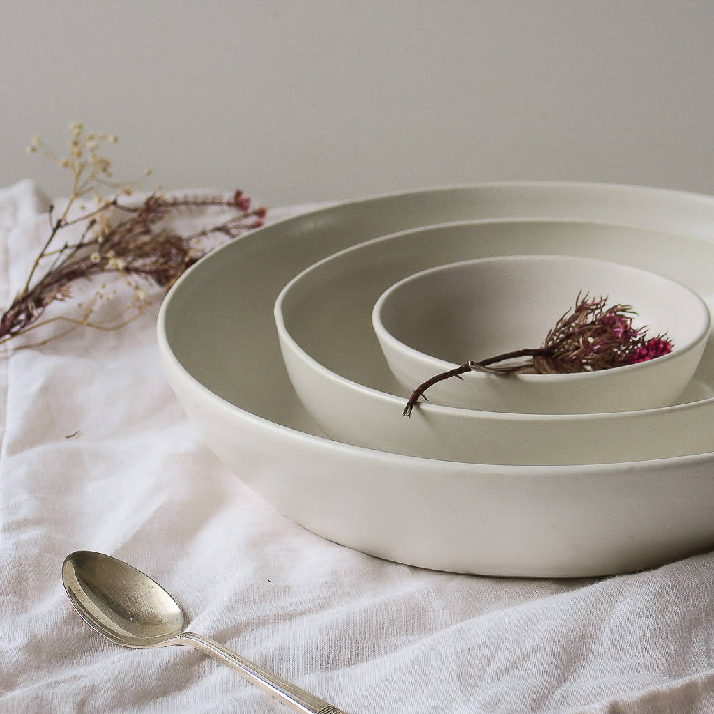 ceramic shallow nesting serving bowl set by barton croft