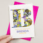 Personalised Vintage Floral Initial Birthday Card, thumbnail 2 of 2