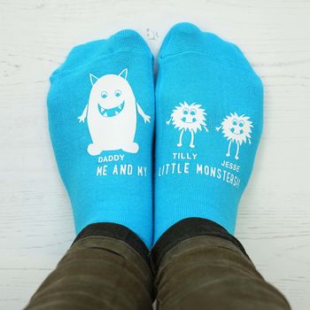 Personalised Little Monster Daddy Socks, 2 of 7