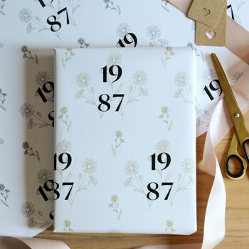 Birth Flower And Special Year Wrapping Paper, 5 of 5