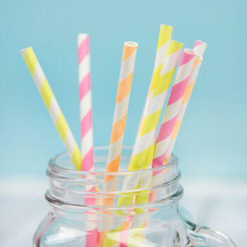 Colourful Neon Stripe Party Straws, 2 of 10