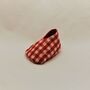 Red Gingham Fabric Eco Baby Shoes, Baby's Gift, thumbnail 4 of 8